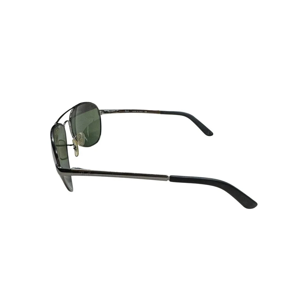 Ray-Ban RB3213 Aviators Sunglasses Green Lenses Gunmetal Silver‎ Frame w/ Case